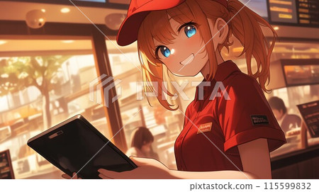 A woman who operates a tablet 115599832