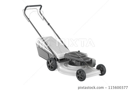 Lawn Mower, white color. 3D rendering 115600377
