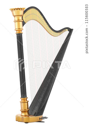 Professional Pedal Harp, 3D rendering 115600383