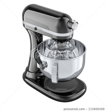 Stand Kitchen Mixer, black color. 3D rendering Stand Kitchen Mixer, black color. 3D rendering 115600389