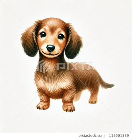 Illustration of a miniature dachshund 115601589