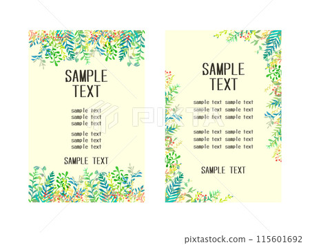 Hand drawn botanical postcards set 115601692