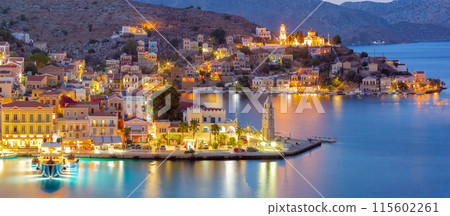 Symi Harbor at Sunset, Greece Symi Harbor at Sunset, Greece 115602261