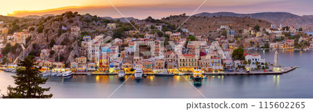 Symi Harbor at Sunset, Greece 115602265