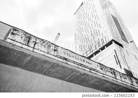 Area around the west exit of Shibuya Station undergoing Shuto Expressway refreshment work 2024.06 Black and white Area around the west exit of Shibuya Station undergoing Shuto Expressway refreshment work 2024.06 Black and white 115602283