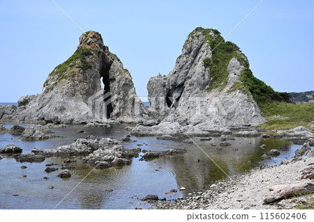 佐渡島、七浦海岸、夫婦岩 佐渡島、七浦海岸、夫婦岩 115602406