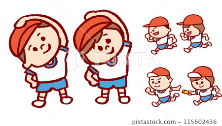 Comical and cute children's sports day for the red team Comical and cute children's sports day for the red team 115602436