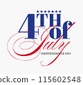 Happy Fourth of July typography design to celebrate American independence day on 4th July,Hand written lettering 115602548