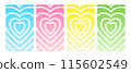 Set Of Cool Heart Geometric halftone effect Abstract Backgrounds. Lovely Vibes Posters Design. 115602549