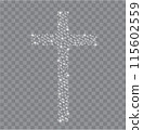 Religious cross shining stars make cross shape on transparent background 115602559