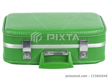 Green suitcase isolated on white. 115602648