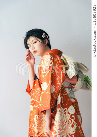 Portrait of a woman wearing a kimono, Coming of Age Ceremony, Dressing 115602928