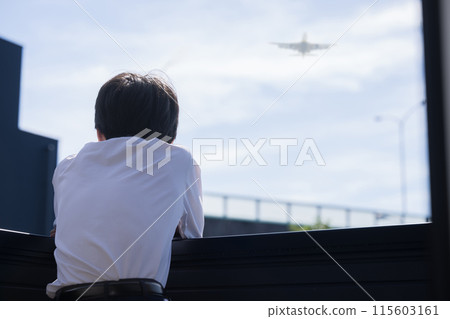 Junior high school students worrying about their future from the school balcony. Images without faces of students trying their best for high school entrance exams 115603161