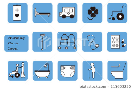 護理和醫療簡單圖示設定老人高級 護理和醫療簡單圖示設定老人高級 115603230