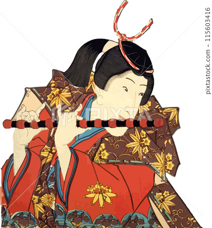 Ushiwakamaru playing the flute 115603416