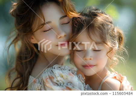Mother and daughter hugging each other happily 6 AI-generated image Mother and daughter hugging each other happily 6 AI-generated image 115603484