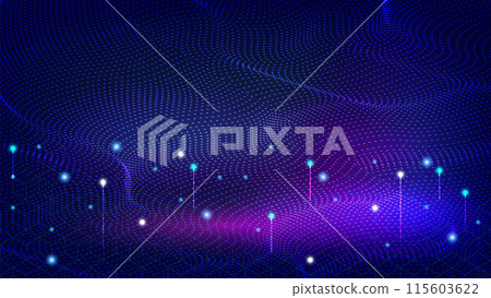 Abstract Quantum computer technologies background concept with Futuristic blue circuit and Waves flow. Vector Illustration eps10 115603622
