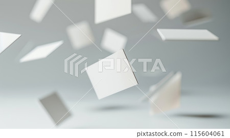 A series of white cards are flying through the air A series of white cards are flying through the air 115604061