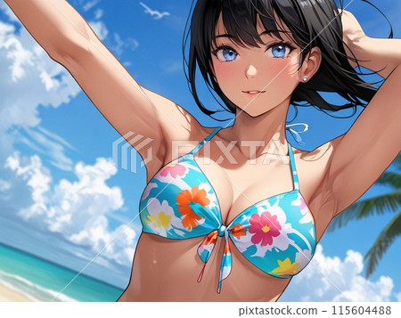 A young woman in a bathing suit A young woman in a bathing suit 115604488