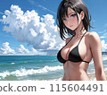 A woman in a swimsuit posing in the sea 115604491