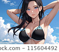 A woman in a swimsuit standing under the blue sky 115604492