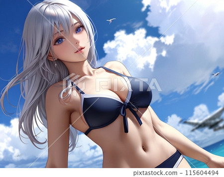 A young woman in a bathing suit 115604494