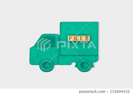 Free shipping icon with free English blocks on a truck Free shipping icon with free English blocks on a truck 115604532