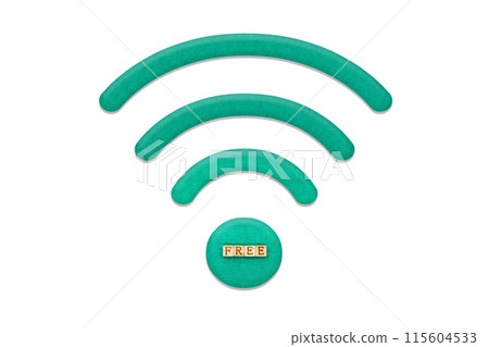 A green, three-dimensional free Wi-Fi symbol 115604533