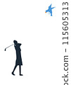 Golfer and bird 115605313