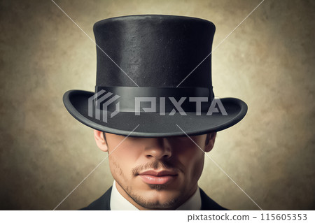 Male magician wearing a top hat 115605353