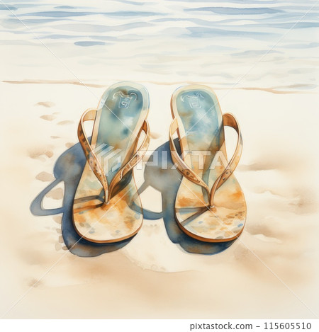 watercolor, beach, sneakers 115605510