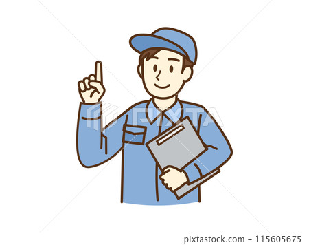 A man in work clothes (pointing up) 115605675