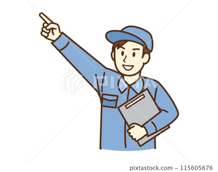 A man wearing work clothes (pointing) 115605676