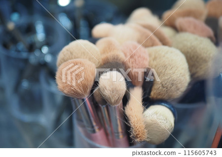 Makeup brush set at beauty store, 115605743