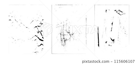 Rough grunge paper set. Aged photocopy texture overlay collection. Vintage worn scratched crumpled background. Dirt grainy distressed wallpaper poster, vinyl cover, frame, banner. Vector pack Rough grunge paper set. Aged photocopy texture overlay collection. Vintage worn scratched crumpled background. Dirt grainy distressed wallpaper poster, vinyl cover, frame, banner. Vector pack 115606107