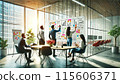 Brainstorming session in an office using a whiteboard 115606371