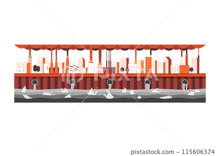 Environmental ploblem with Air Pollution, Water Pollution. Global warming and climate change concept. Flat Vector Illustration. Environmental ploblem with Air Pollution, Water Pollution. Global warming and climate change concept. Flat Vector Illustration. 115606374