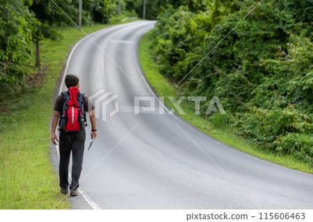 Tourism asian lifestyle man and traveler with backpack adventure holding map Tourism asian lifestyle man and traveler with backpack adventure holding map 115606463