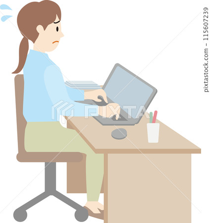 Illustration of a woman using a computer 115607239