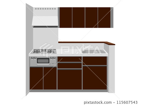 帶燃氣爐和水槽的家庭廚房 115607543