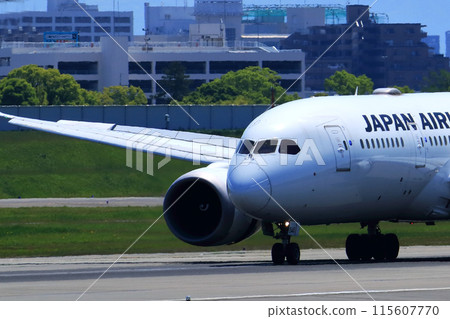 Osaka International Airport JAL Airplane Landing Ready Sky Park Osaka International Airport JAL Airplane Landing Ready Sky Park 115607770