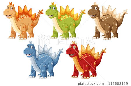 Colorful Cartoon Dinosaurs Collection 115608139
