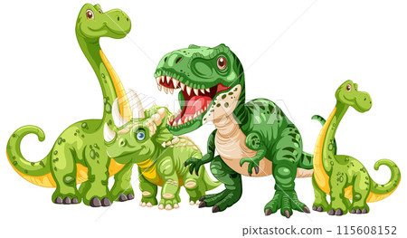 Friendly Dinosaur Family Illustration 115608152