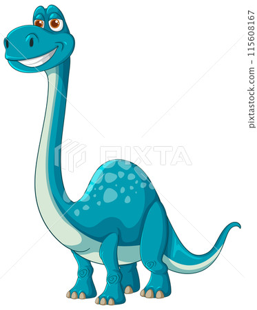 Smiling Blue Dinosaur Illustration Smiling Blue Dinosaur Illustration 115608167