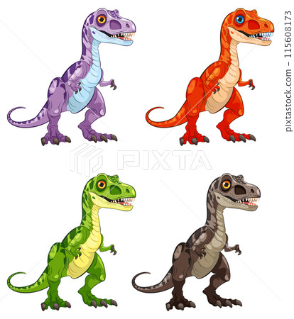 Colorful Cartoon Dinosaurs 115608173