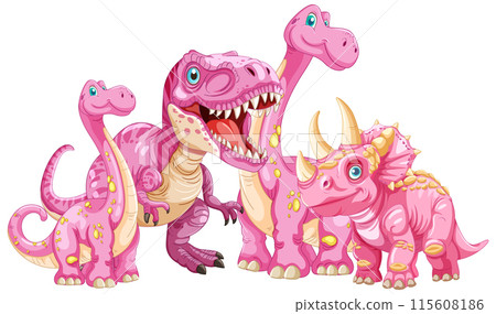 Cute Pink Dinosaur Family 115608186