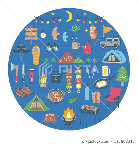 Outdoor and camping icon set 115608315