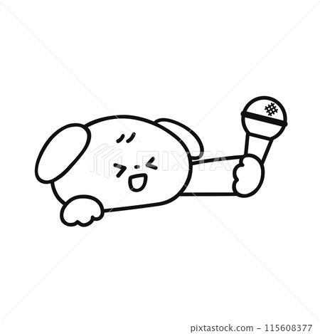 可愛的狗與麥克風線畫 可愛的狗與麥克風線畫 115608377