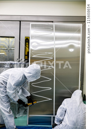 室內施工不銹鋼板黏貼 室內施工不銹鋼板黏貼 115608654