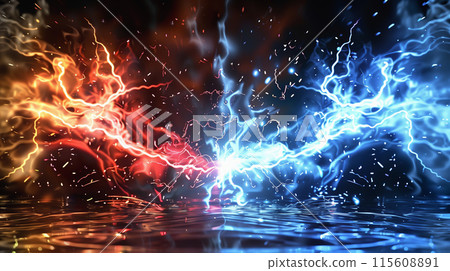 "A battle of relative red and blue energy." <AI generated material> 115608891